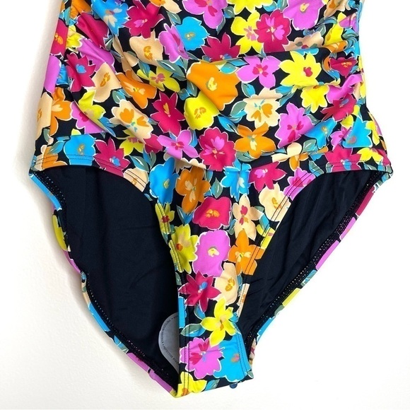 NEW Anne Cole Multicolour Floral Twist and Shirred Front One Piece Swimsuit US 6 - Picture 7 of 10
